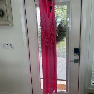 Ramy Brooke Bright Pink Draped Tank Dress Size 16 Long Flattering Versatile NWT